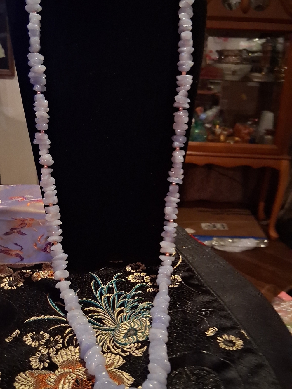 Lavender Chalcedony Beaded Necklace - Elegant Women's Jewelry